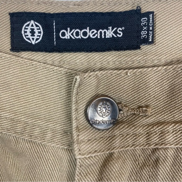 Akademiks Rip Twill Jeans Mens 38x30 Camel AKA36JN37 Punk Ript‎ Jeenz Distressed - Picture 5 of 15